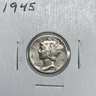 1945 Mercury Dime Silver 10 Cent, *ACTUAL COIN SHOWN IN PHOTOS.