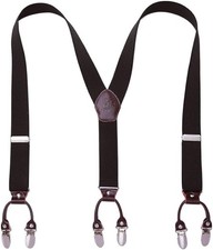 Rindsleder Hosentr&auml;ger Herren Breit Y-Form 3,5 cm Metallclip Ver