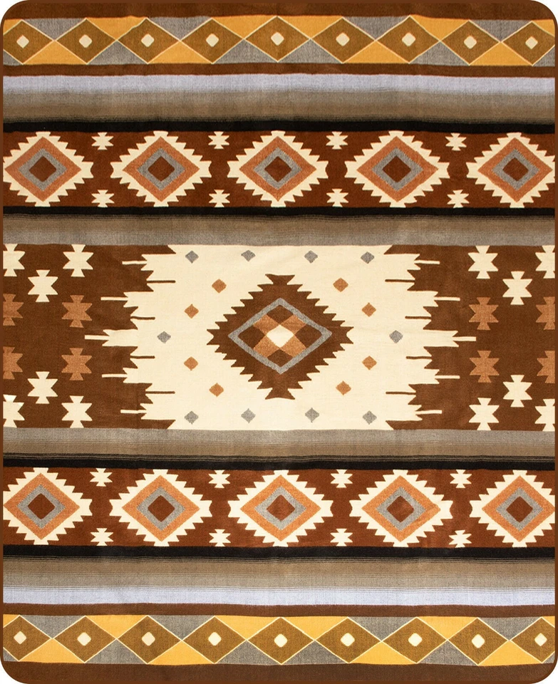 EXTRA LARGE THICK SOFT & WARM ALPACA WOOL BLANKET 90x76" AZTEC GEOMETRIC PATTERN - Image 2 of 4