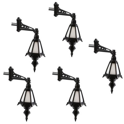 5pcs Evemodel O HO Scale Model Wall Lights Vintage Hexagon Wall Mount Lantern