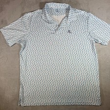 Rhoback The Loggerhead Sea Turtle Performance Polo Shirt Mens XXL White Blue