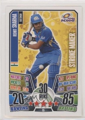 2013 Topps Cricket Attax IPL Stroke Maker Rohit Sharma #95 0ni9