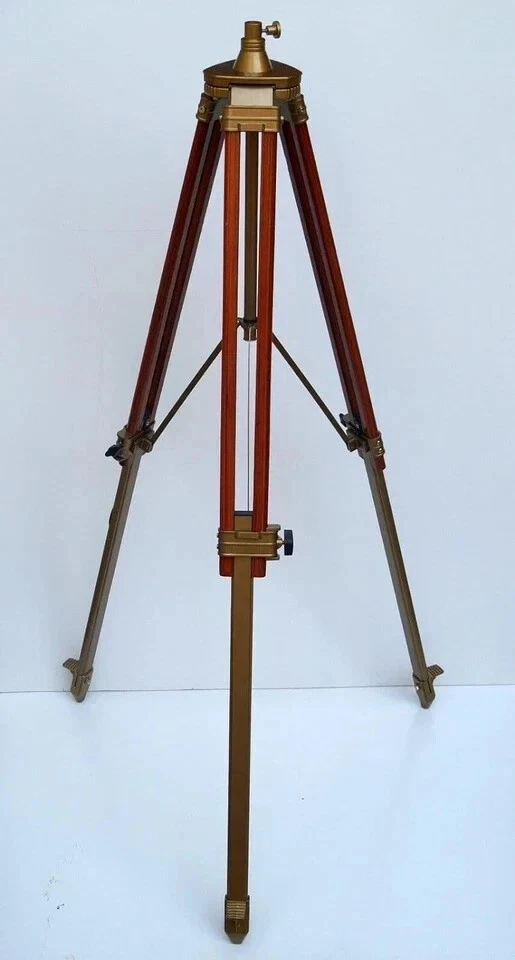 Antique Home Décor Floor Tripod Stand Wooden for Shade Lamp Spot Light Tripod Foto 4 de 4