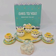 Easter Bunny Vintage 90  s Resin Mini Tea Set Ears to You Papel Freelance U308