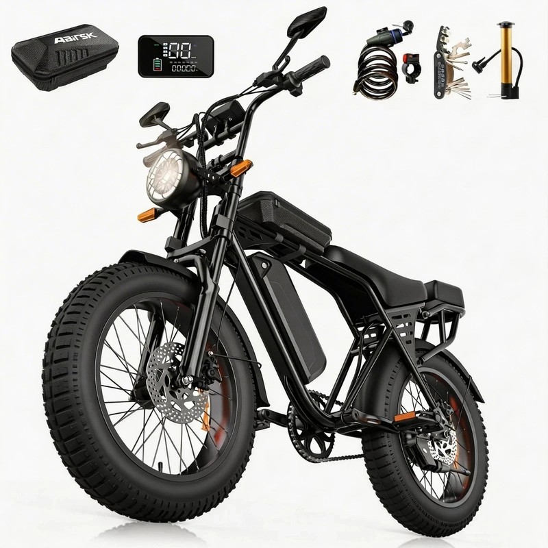 Aairsk X5 E,- Bike 48-V 15/Ah 50-Miles Range Fat Tyre Removable Battery