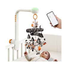 TUMAMA Baby Crib Mobile, High Contrast Baby Crib Toy with Projection Night Li...