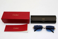 Cartier CT0550S 002 Sunglasses Rectangle Shape 56-18-140 - Gold/Blue