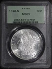 1878-S MORGAN SILVER DOLLAR PCGS MS 63 OGH OLD GREEN HOLDER