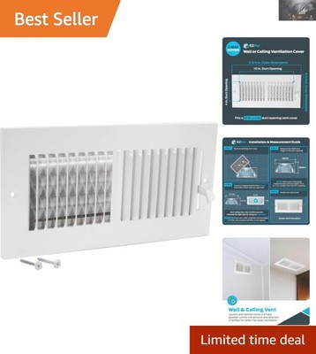 Modern 10x4 HVAC Vent Cover - White Powder-Coated Steel with Adjustable Dampers