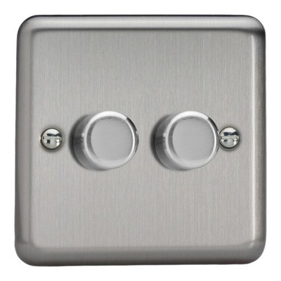 Matt Chrom LED Dimmschalter 2 Gang 2 Wege doppelt drehbar | Varilight JSP252