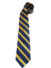 Men's Paul Fredrick Italian Silk Neck Tie hand Taylored Navy/Gold Stripe USA