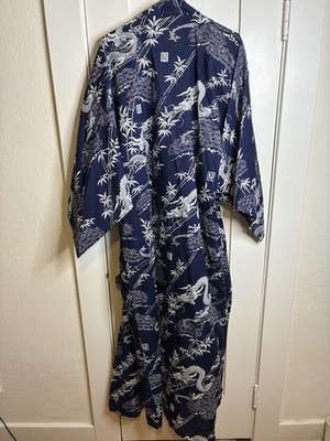 NWOT Kyoto Sen i Cotton Yukata Kimono Robe Dragon Motif Made In Japan