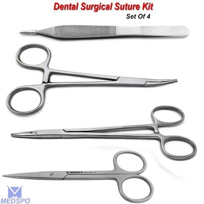 Surgical Adson Tweezer Needle Holder Suture Removal Iris Practice Scissors Set