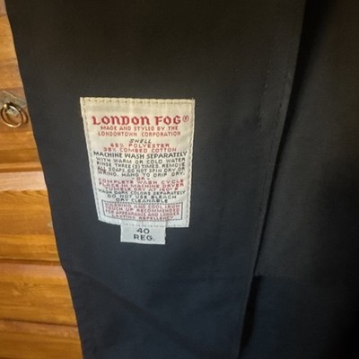 london fog trench coat mens Full Lined Size 40 Regular Black