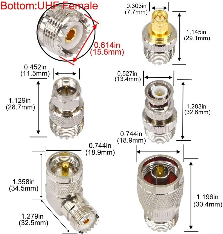 Boobrie 20PCS RF Coaxial Connector Kit UHF Adapter Set silver - Image 4 of 4
