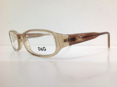 Dolce & Gabbana Eyeglasses Oval Plastic Brown Gold Inserts Wide Rod