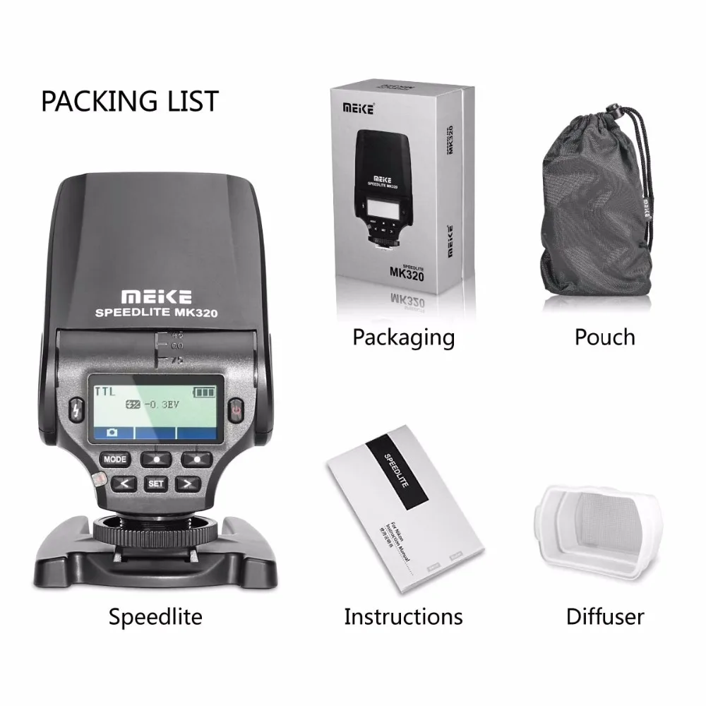 MEIKE MK-MK320 TTL HSS Flash Light SpeedLite For Canon Nikon Sony