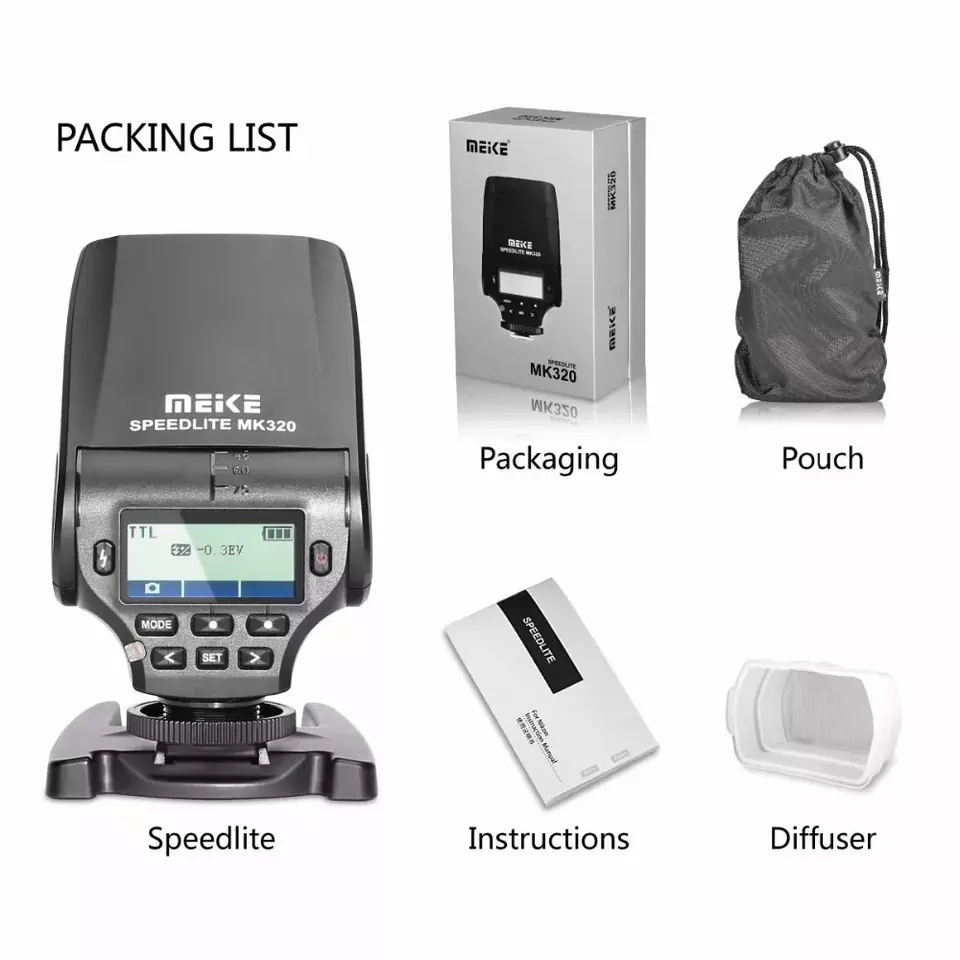 MEIKE MK-320 TTL HSS Flash SpeedLite For Canon Nikon Sony Fuji Panasonic Olympus - Image 2 of 4