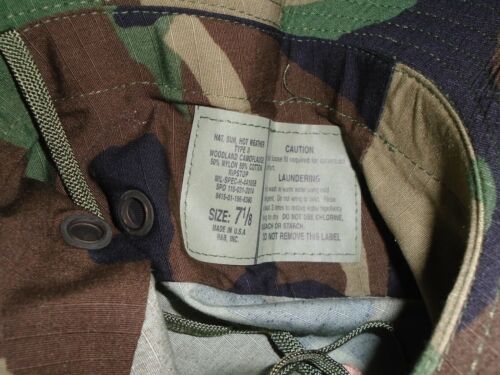 USGI Woodland Camo Hot Weather Type II Ripstop Jungle Boonie Hat Cap All Sizes - Picture 9 of 22