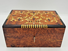Morrocan Juniper Thuya Wooden Jewelry Boxes Handcrafted Signed Exotic Inlay EUC
