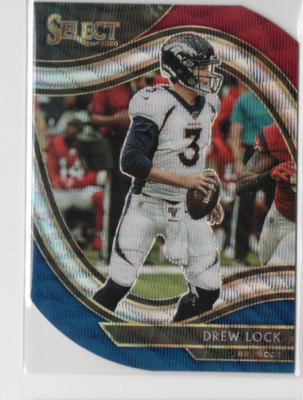 2020 Select Drew Lock #327 Field Level Tri Color Prizm Die Cut Denver Broncos