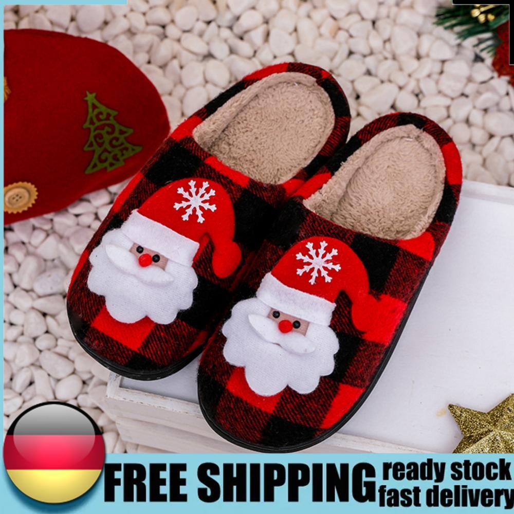 APL Peluche Natalizio Slip on Casa Scarpe Accoglienti Babbo Natale Piatto Morbido per Inverno Interno