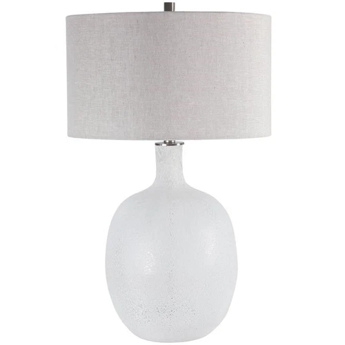 Uttermost Whiteout Mottled Glass and Fabric Table Lamp in Aged White - Picture 3 of 9