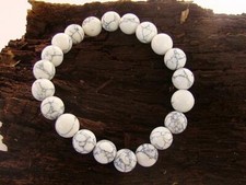 Men's Elastic Bracelet Gemstone 10mm WHITE TURQUOISE beads elasticated