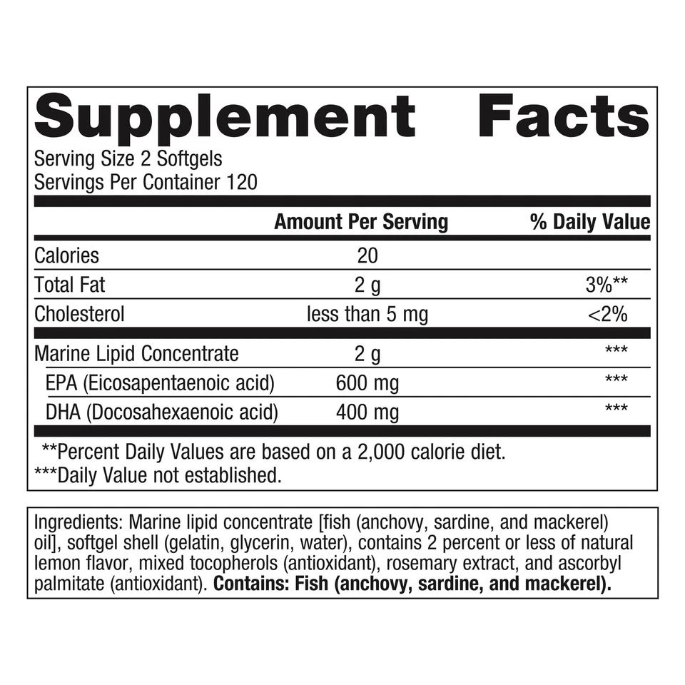 OmegaGenics EPA DHA 500 suplemento de aceite de pescado 240 cápsulas blandas apoyo para la salud del corazón Foto 2 de 4