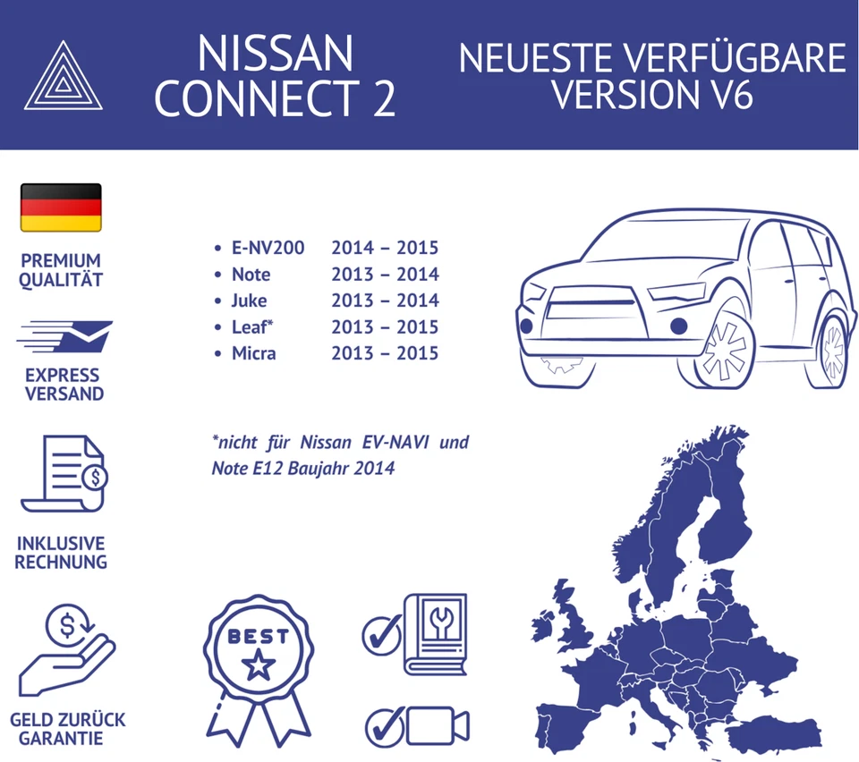 NEU NISSAN CONNECT 2 V6 (LCN2) SD KARTE EUROPA 2023 NV200 Note Juke Leaf Micra - Bild 2 von 4