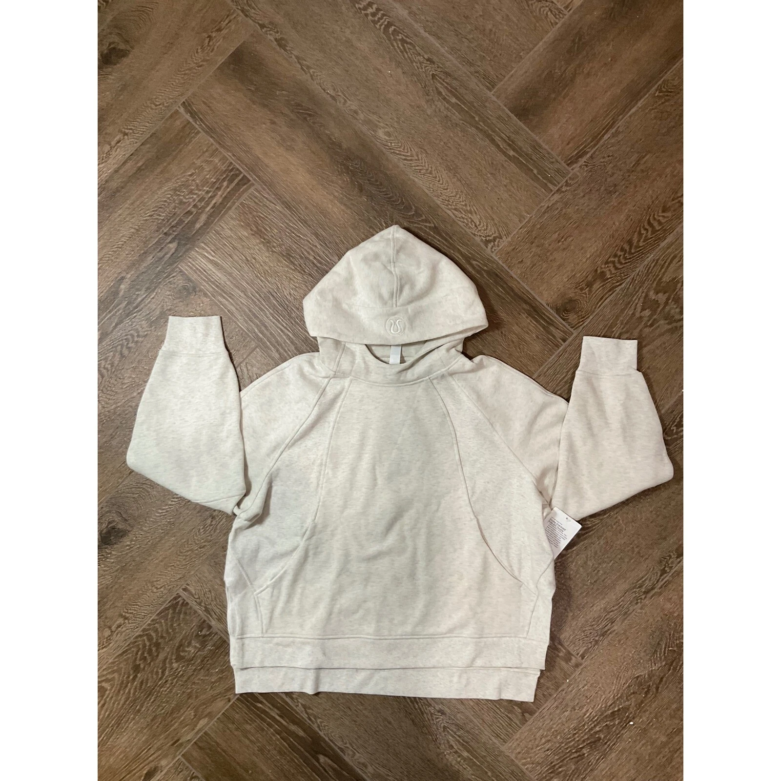 OFF WHITE Felpa con cappuccio LULULEMON Scuba oversize con spacco laterale nuova con etichetta taglia XL XXL