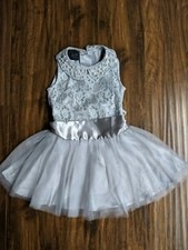 Worn Once Size 5 Biscotti Silver Gray Pearls Collar Lace Tutu Dress