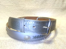 Tony Lama Grey Leather Belt Silver Buckle Flower Medallions Size 42" 1.5" W Nice