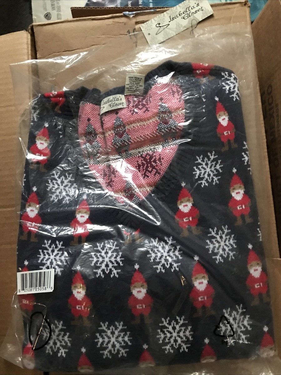 Isabella's Closet Women's All Over Santa V-Neck Ugly Christmas