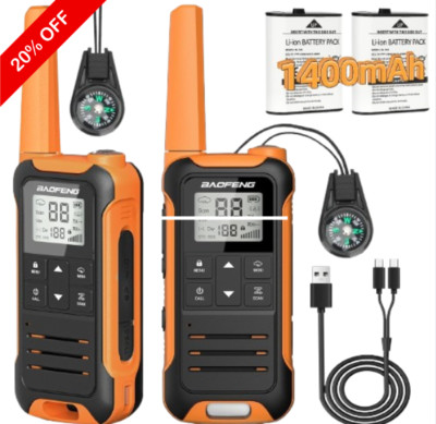 Long Range Walkie Talkie 2 Set 50 Mile Two Way Radio Charge Headset Waterproof