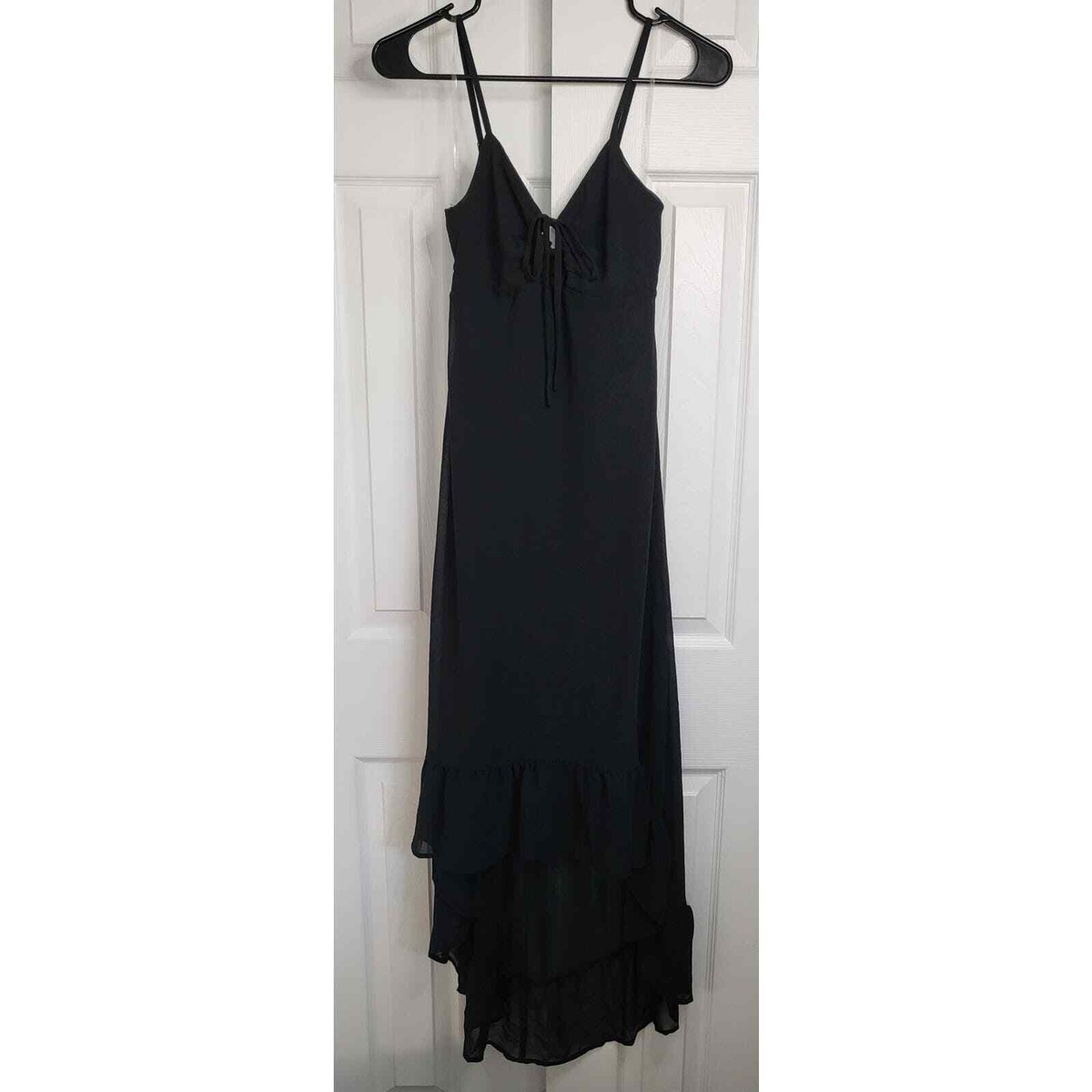 white christmas dresses Berylove Women High Low Black Tie Dress Halter Chiffon A Line Formal Dress, Black / US26W main image 0