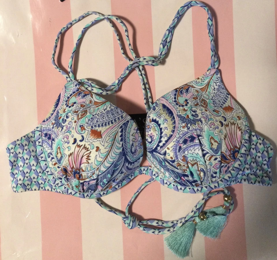 Victorias Secret SWIM THE GORGEOUS Strappy Push Up 34B Swim Bikini Top N6672 - Image 3 of 4