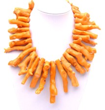 50-70mm Branch GENUINE Orange Coral Necklace for Women Jewelry Long Necklace 18"