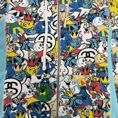 Vintage Stussy Girls Headz Hoodie Zip Up AOP All Over Print Comic