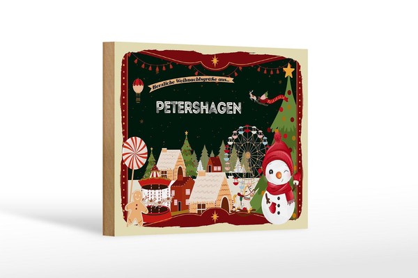 Holzschild Weihnachten GrüßE Petershagen Geschenk Deko Schild 18X12 Cm-image