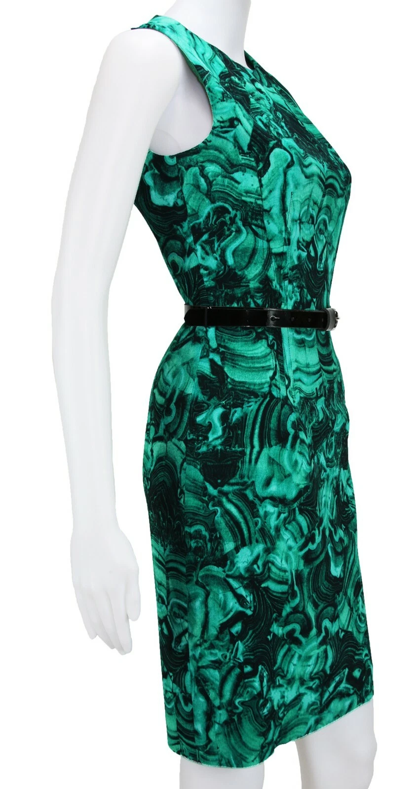 MICHAEL KORS Emerald Green Duquette's Iconic Malachite Print Coktail Dress 4