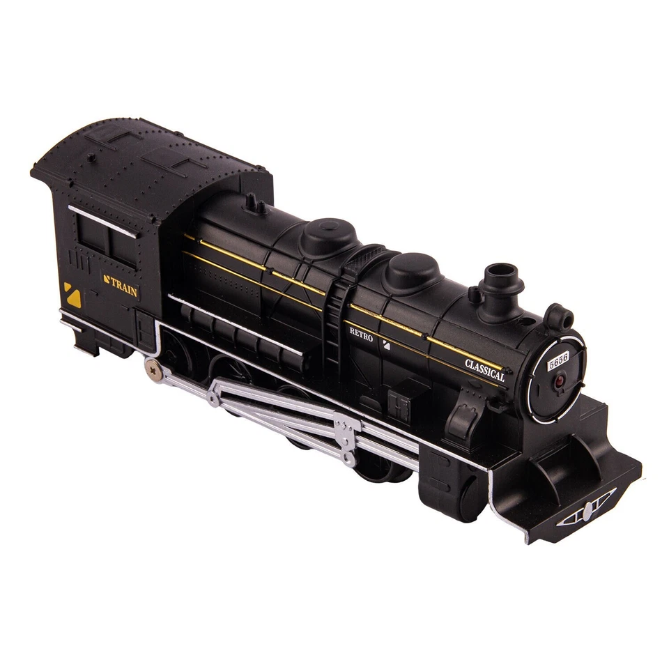 Juego de tren de ferrocarril retro con sonido y luz tren de vapor locomotora vagón de pasajeros Foto 4 de 4