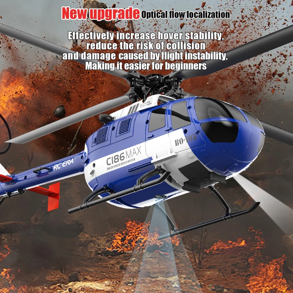 Hylukon 1:48 Scale Bo105 RC Helicopter Blue 2.4G 4CH Optical Flow - Image 4 of 4