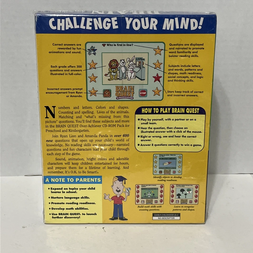 Brain Quest Multimedia CD-ROM Computer Game Preschool Kindergarten Over Achiever - Image 3 of 3