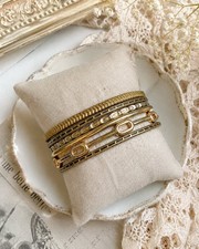 Vintage Gold-Tone Stackable Bangle Bracelet Set of 6