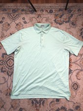 Peter Millar Summer Comfort Polo Shirt Mens XL Green Solid Golf Short Sleeve