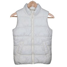 Old Navy Frost Free Puffer Vest Girls Large Off White Full Zip Classic Preppy