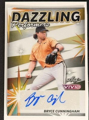 2024 Leaf Vivid #DP-BC1 Bryce Cunningham Dazzling Performers Prismatic White #/6