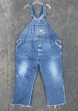 Round House Blue Cotton Made in USA 54x25 Denim Bib Overalls Work Jeans Pants
