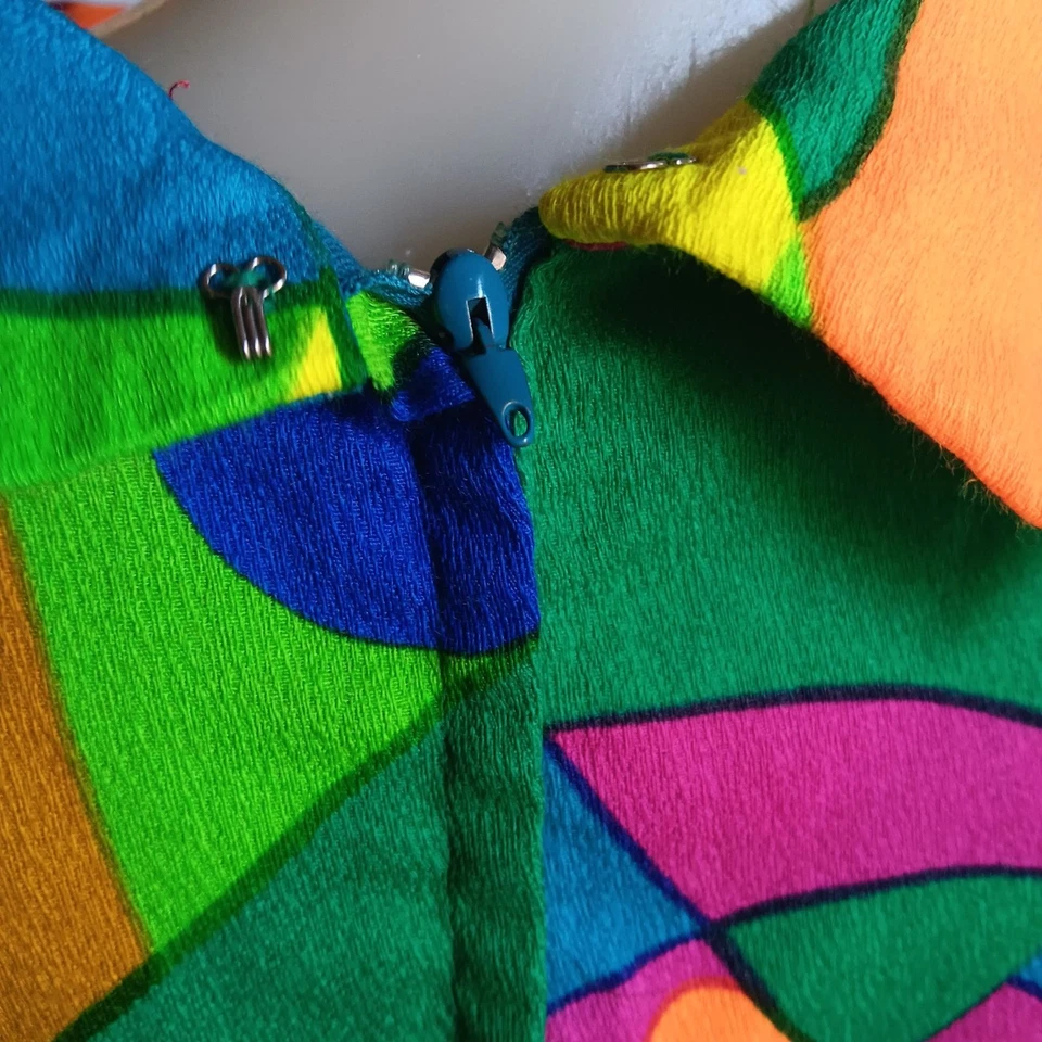 Vintage Women's Dress 12 1960s Psychedelic Mod Shift Kabuki Shift Japan Rare - Image 4 of 4